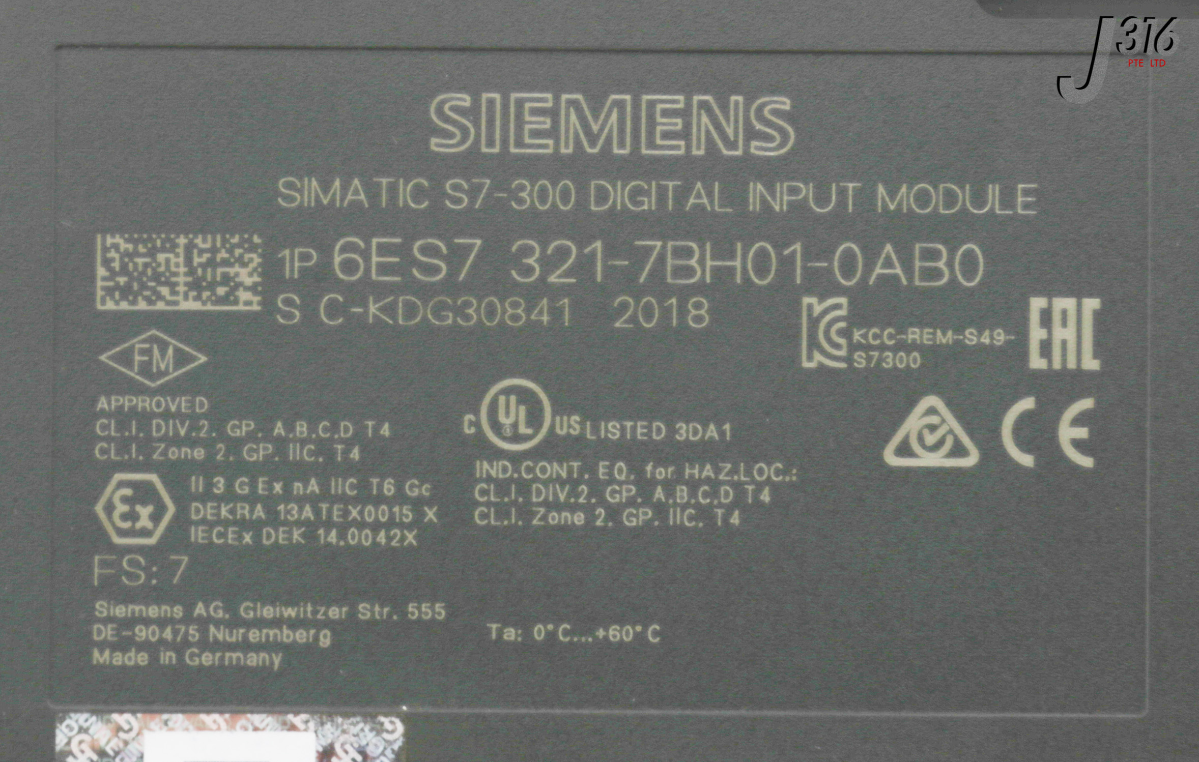 31483 SIEMENS DIGI INPUT MOD, SIMATIC S7-300, SM321 (NEW) 6ES7 321